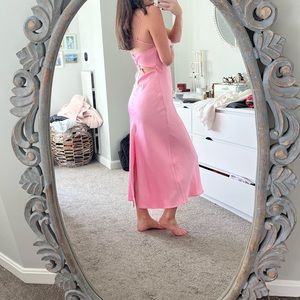 Zara satan effect midi dress in pink. Worn once